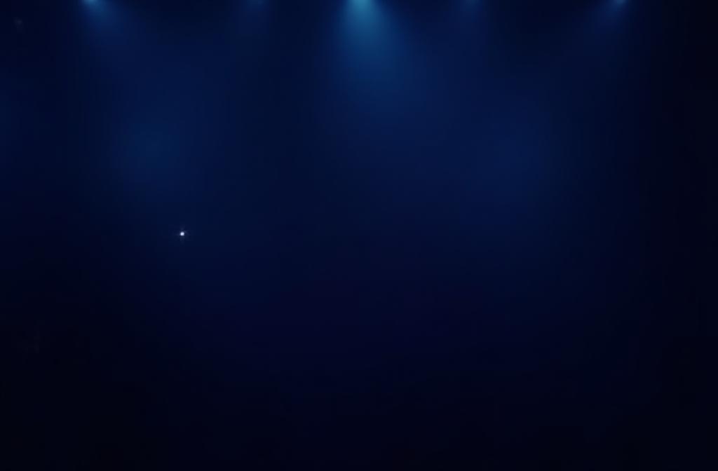 Person confidently speaking on a stage with bright lights