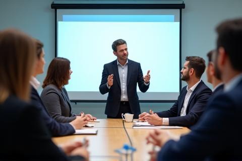 Business team receiving corporate communication training